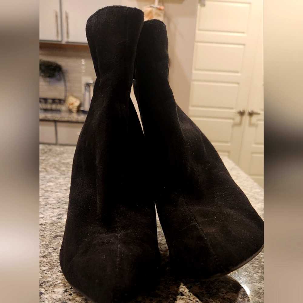Black suede ankle booties